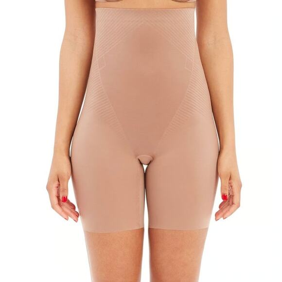 Spanx Women's Champagne Beige Mid Thigh Shaping Shorts Size Large - Picture 8 of 9